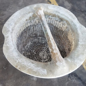 Peneira em fibra de vidro depois do conserto