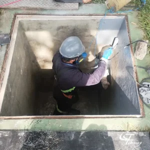 Processo de acabamento de impermeabilização em caixa no subterrânea