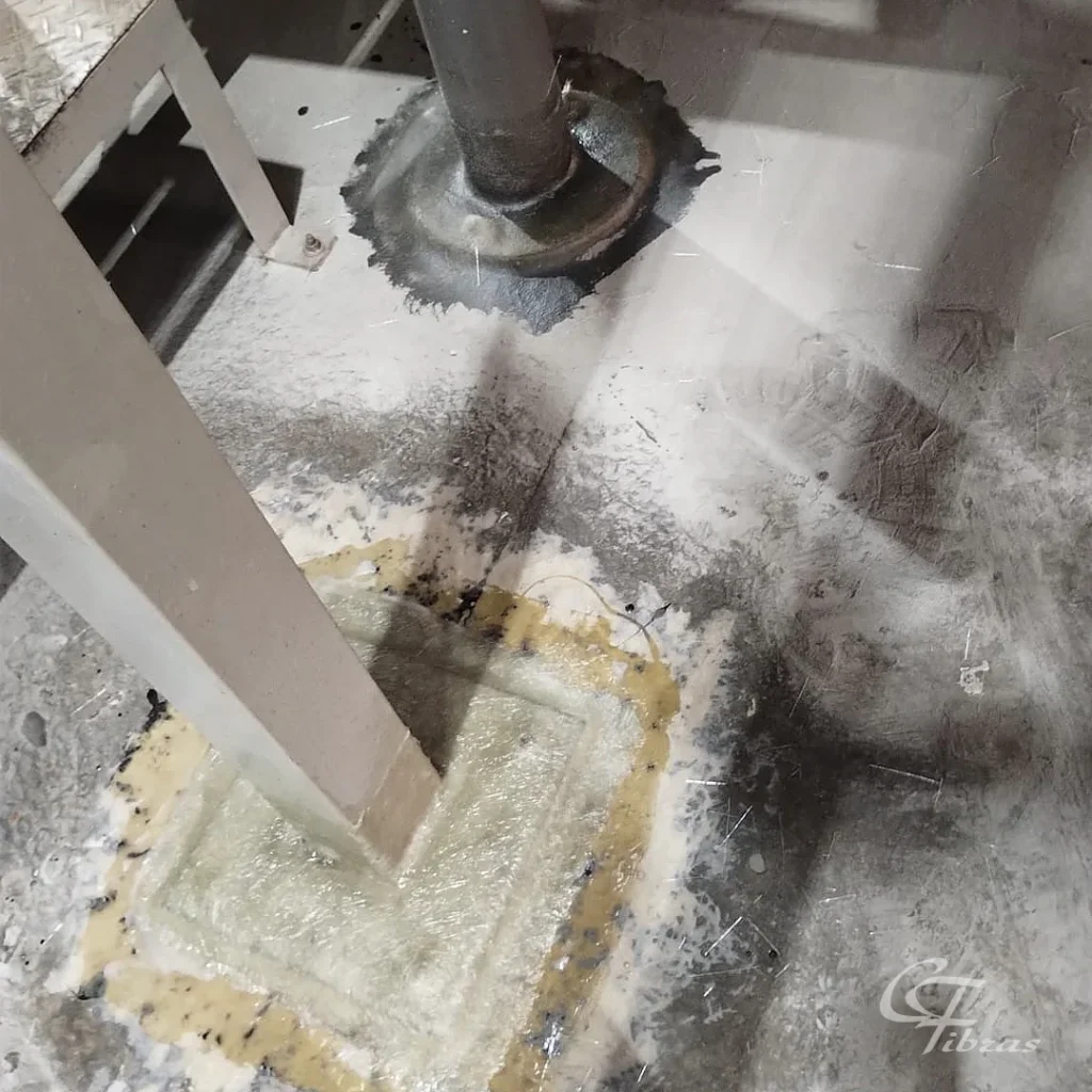 Portfólio- base de apoio revestida com fibra de vidro
