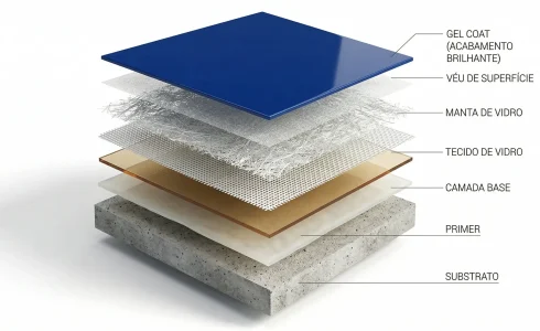 Camadas do revestimento em fibra de vidro
